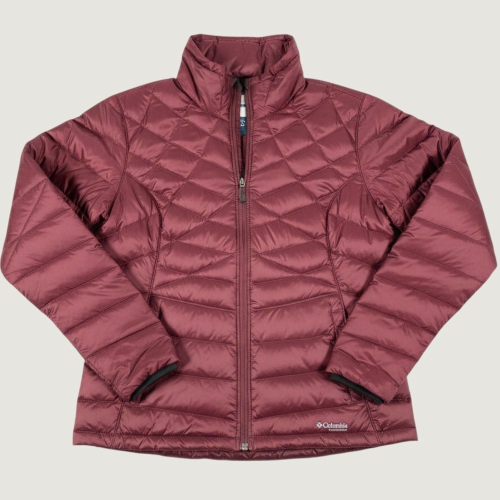 Columbia Titanium Omni-Heat 700 Down Puffer Jacket Womens XL Burgundy Wine